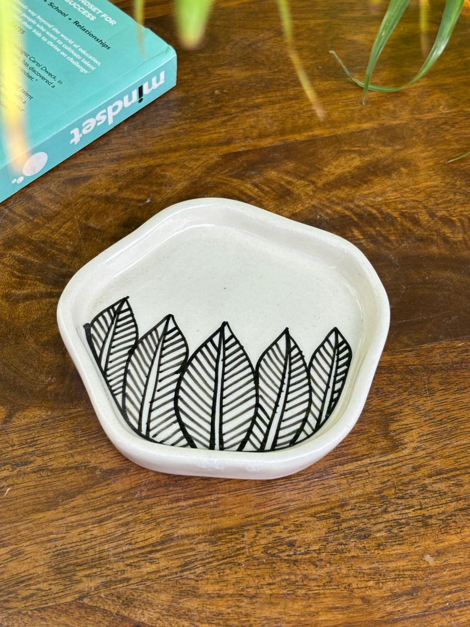 Inked Leaves Mug and Saucer