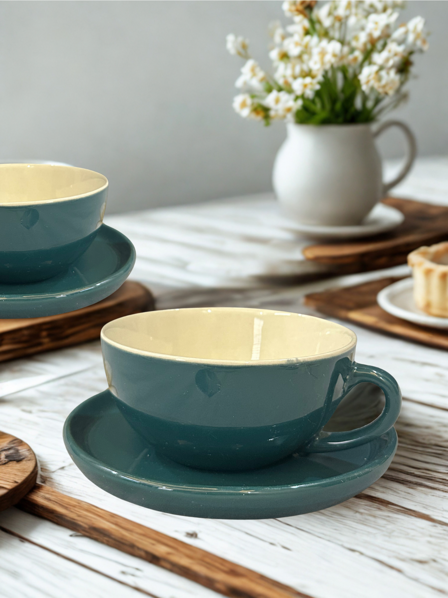 Forest Mocha – Wide Mug & Saucer Set