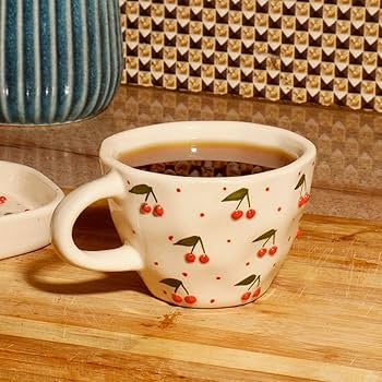 Cherry Mug and Saucer