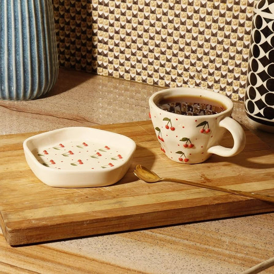 Cherry Mug and Saucer