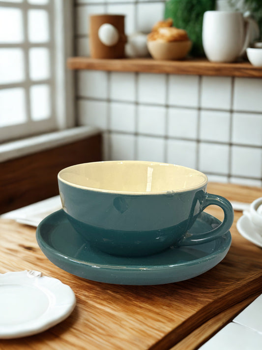 Forest Mocha – Wide Mug & Saucer Set